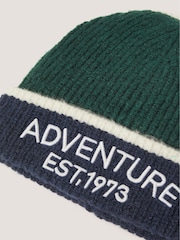 Monsoon Green Colourblock Beanie Hat & Gloves Set - Image 3 of 3