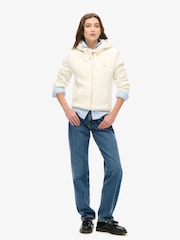 Superdry Off White Essential Borg Lined Zip Hoodie - Image 3 of 6