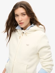 Superdry Off White Essential Borg Lined Zip Hoodie - Image 4 of 6
