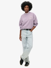 Superdry Brassica Lilac Oil Blue Green Luxe Metallic Logo Loose Sweatshirt - Image 2 of 5