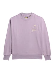Superdry Brassica Lilac Oil Blue Green Luxe Metallic Logo Loose Sweatshirt - Image 4 of 5