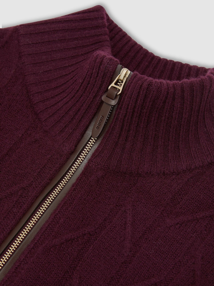 Reiss Bordeaux Douglas Wool Stitch-Detail Half-Zip Jumper - Image 7 of 7 Reiss Bordeaux Douglas Wool Stitch-Detail Half-Zip Jumper - Image 7 of 7