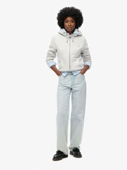 Superdry Glacier Grey Marl Essential Borg Lined Zip Hoodie - Image 1 of 4