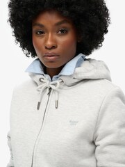 Superdry Glacier Grey Marl Essential Borg Lined Zip Hoodie - Image 2 of 4