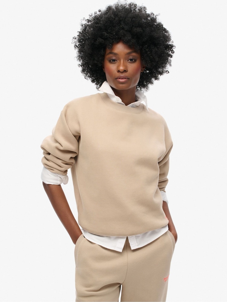 Superdry Cobblestone Grey Essential Logo Sweatshirt - Image 1 of 5