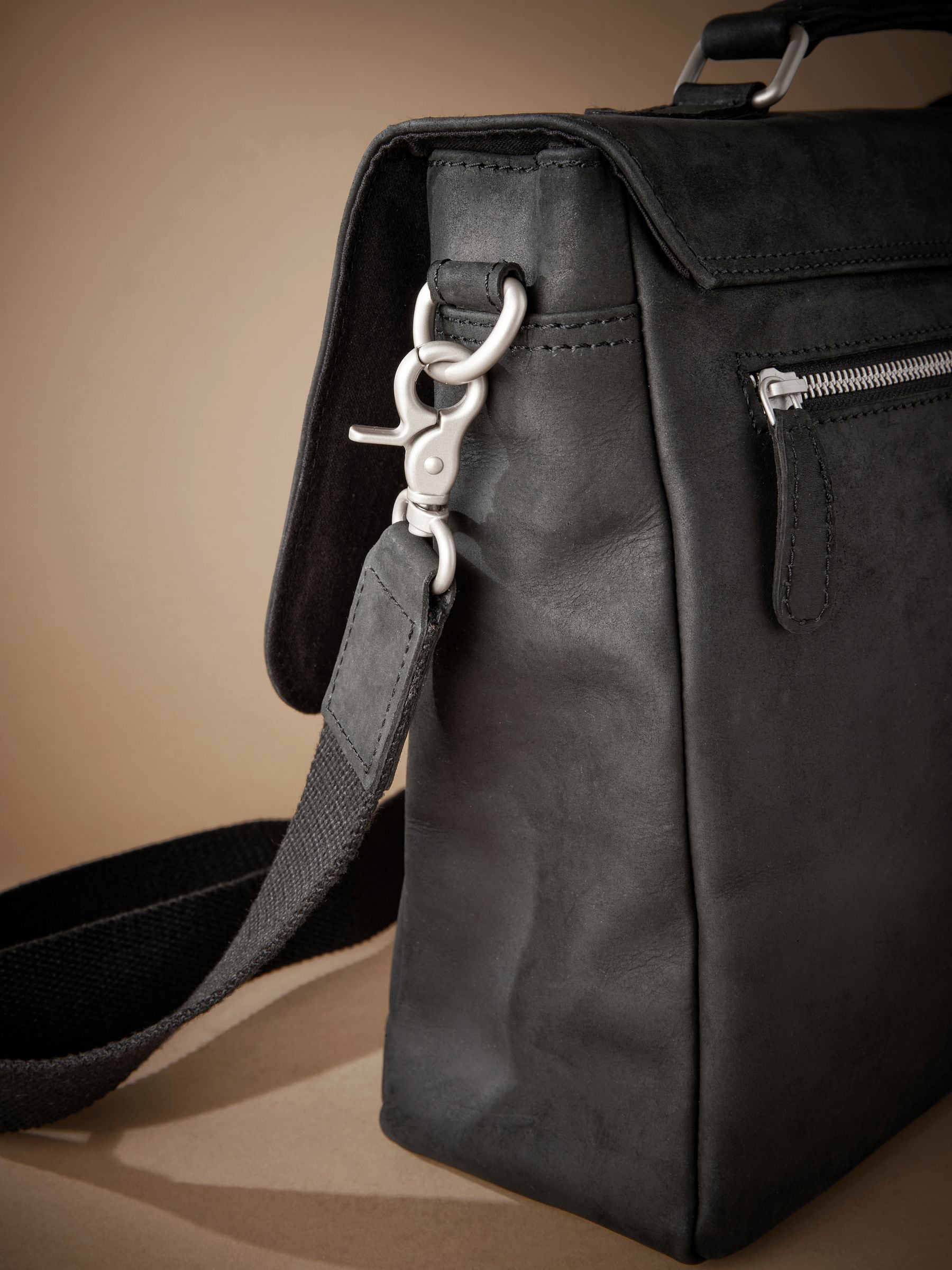 Buy Black Signature Oily Leather Briefcase Bag from Next USA