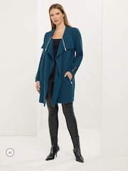 Star by Julien MacDonald Green Zip Shawl Collar Cardigan - Image 2 of 6