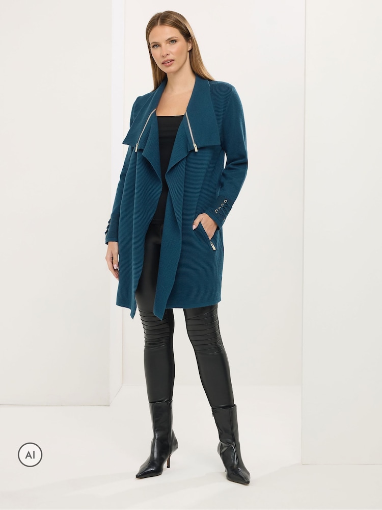 Star by Julien MacDonald Green Zip Shawl Collar Cardigan - Image 2 of 6