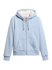 Superdry Blue Fog Marl Essential Borg Lined Zip Hoodie - Image 2 of 3