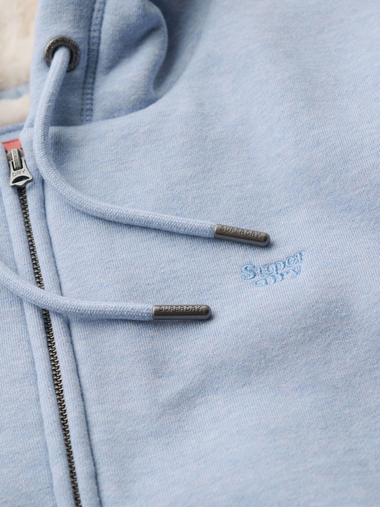 Superdry Blue Fog Marl Essential Borg Lined Zip Hoodie - Image 3 of 3