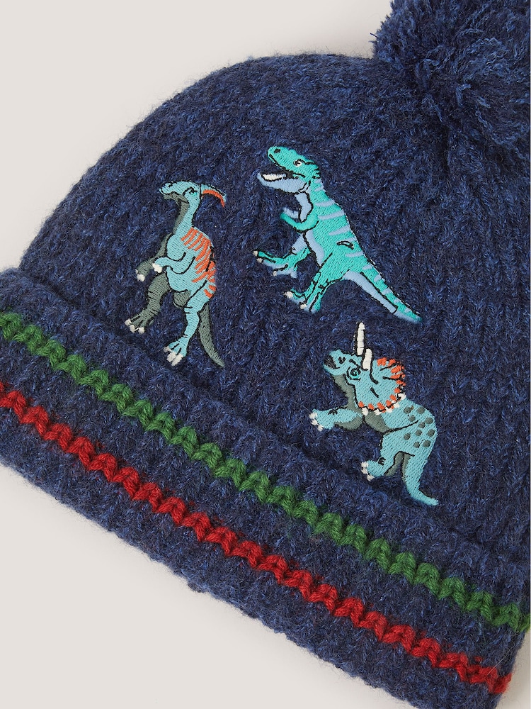 Monsoon Blue Dinosaur Hat & Gloves Set - Image 3 of 3 Monsoon Blue Dinosaur Hat & Gloves Set - Image 3 of 3