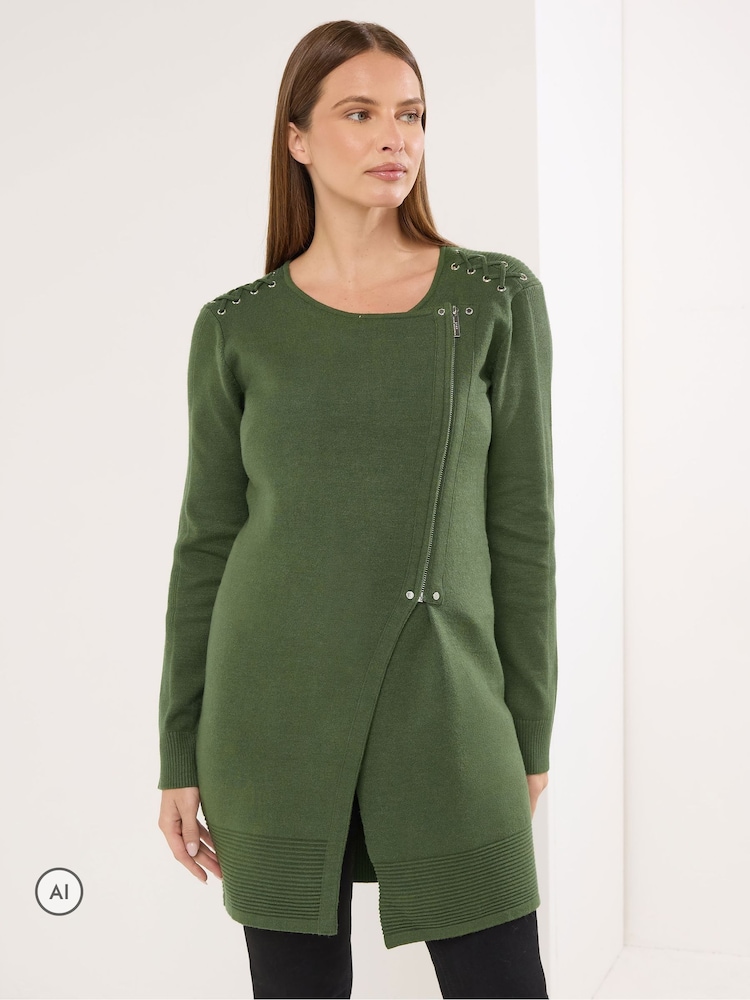 Star by Julien MacDonald Green Biker Cardigan - Image 1 of 6