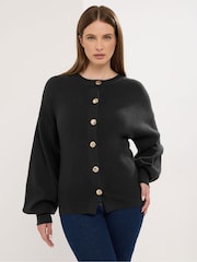 Melns - Star by Julien MacDonald Knitted Gold Button Cardigan - Attēls 1 no 6