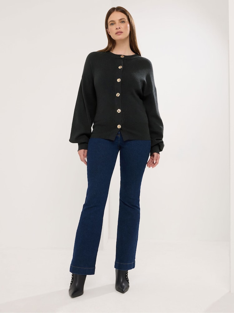Melns - Star by Julien MacDonald Knitted Gold Button Cardigan - Attēls 2 no 6