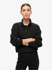 Superdry Black Sport Tech Relaxed Half Zip Jumpers - Image 1 of 4