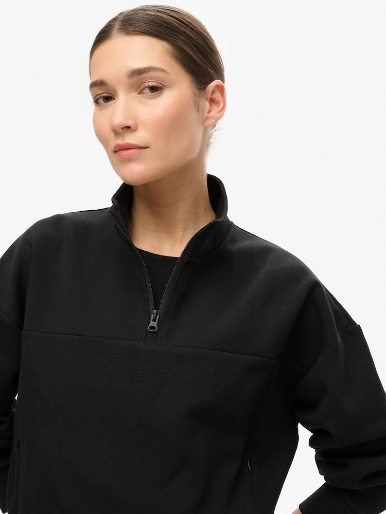 Superdry Black Sport Tech Relaxed Half Zip Jumpers - Image 3 of 4