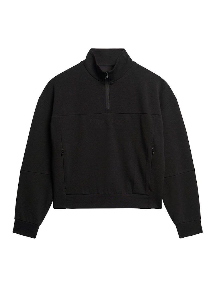 Superdry Black Sport Tech Relaxed Half Zip Jumpers - Image 4 of 4