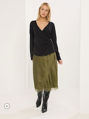 Star by Julien MacDonald Black Wrap Jumper With Metal Trim - Image 2 of 6