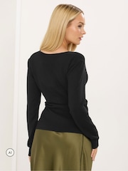 Star by Julien MacDonald Black Wrap Jumper With Metal Trim - Image 3 of 6