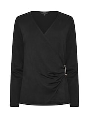 Star by Julien MacDonald Black Wrap Jumper With Metal Trim - Image 5 of 6