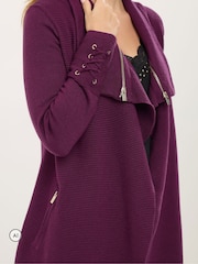 Star by Julien MacDonald Purple Zip Shawl Collar Cardigan - Image 4 of 6