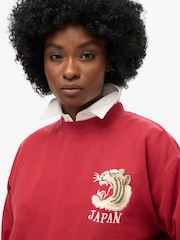 Superdry Red Dahlia Cream Suika Embroidered Loose Sweatshirt - Image 3 of 5