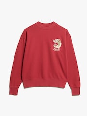 Superdry Red Dahlia Cream Suika Embroidered Loose Sweatshirt - Image 4 of 5