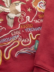 Superdry Red Dahlia Cream Suika Embroidered Loose Sweatshirt - Image 5 of 5