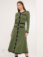 Πράσινο - Star by Julien MacDonald Knitted Contrast Trim Dress - Εικόνα 1 από 6