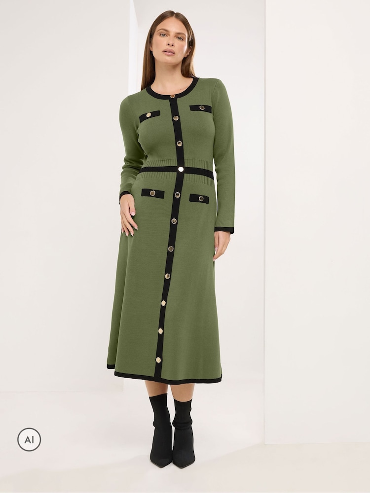 Πράσινο - Star by Julien MacDonald Knitted Contrast Trim Dress - Εικόνα 2 από 6