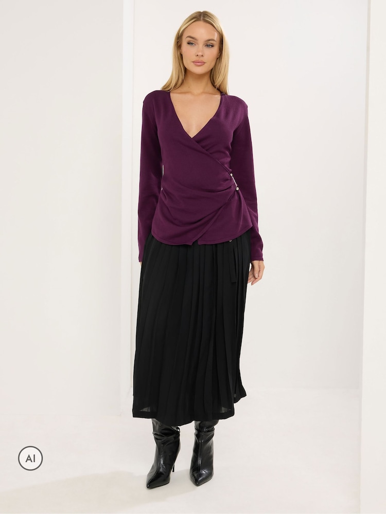 Star by Julien MacDonald Purple Wrap Jumper With Metal Trim - Image 2 of 6 Star by Julien MacDonald Purple Wrap Jumper With Metal Trim - Image 2 of 6