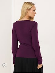 Star by Julien MacDonald Purple Wrap Jumper With Metal Trim - Image 3 of 6