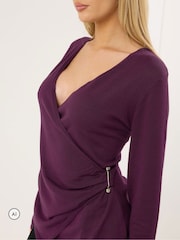 Star by Julien MacDonald Purple Wrap Jumper With Metal Trim - Image 4 of 6