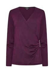 Star by Julien MacDonald Purple Wrap Jumper With Metal Trim - Image 5 of 6