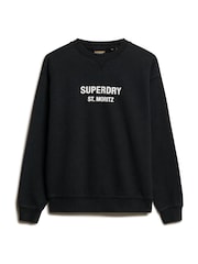Black - Superdry Cadet Grey Marl Sport Luxe Loose Crew Sweatshirt - Image 4 of 4