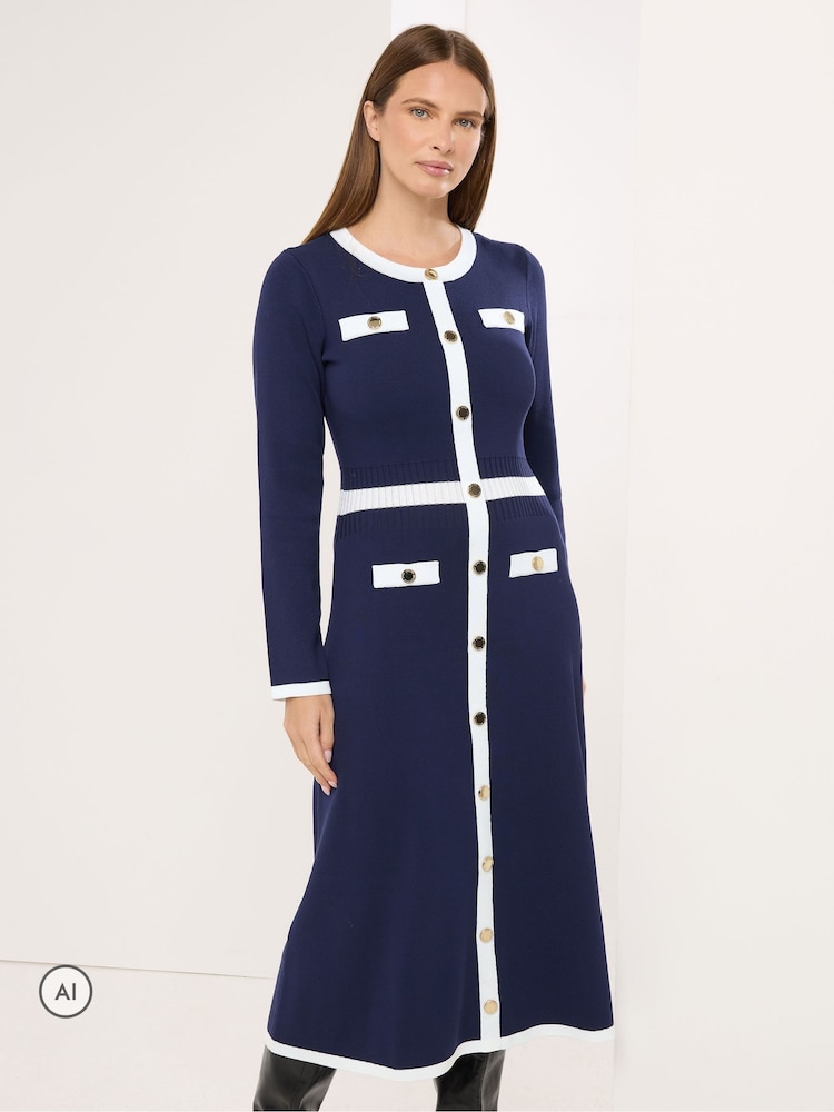 Μπλε - Star by Julien MacDonald Knitted Contrast Trim Dress - Εικόνα 1 από 6