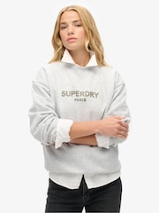Gris azulado jaspeado - Sudadera deportiva holgada de lujo en gris jaspeado de Superdry - Imagen 1 de 3