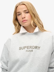 Gris azulado jaspeado - Sudadera deportiva holgada de lujo en gris jaspeado de Superdry - Imagen 3 de 3