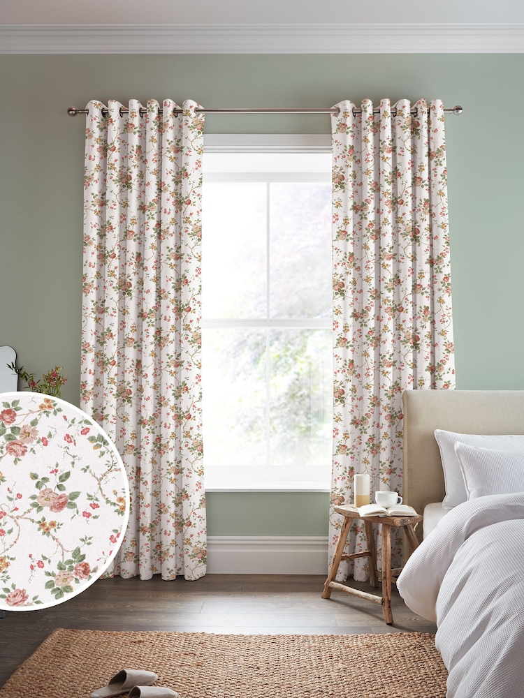 Laura Ashley Antique Pink Mountney Gardens Made to Measure 100% Cotton Curtains - Image 1 of 9