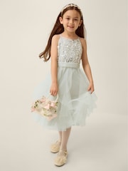 Monsoon Green Gracie Embellished Waterfall Dress - Image 1 of 1