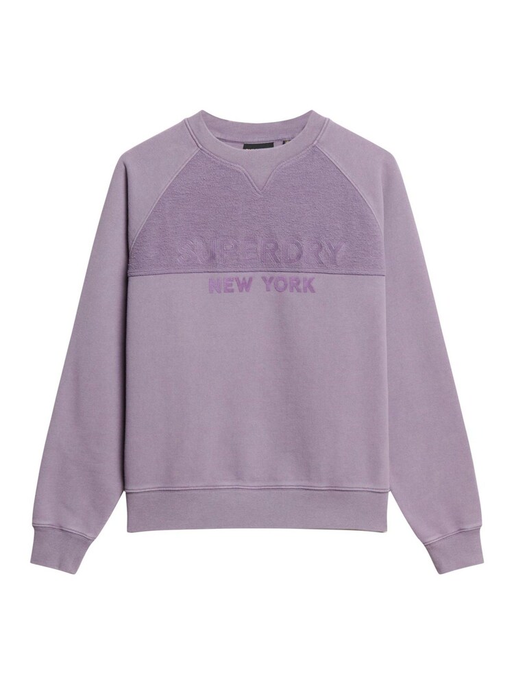Superdry Purple Sage Ebony Sport Luxe Panelled Loose Crew Sweatshirt - Image 4 of 4 Superdry Purple Sage Ebony Sport Luxe Panelled Loose Crew Sweatshirt - Image 4 of 4