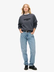 Superdry Ebony Ebony Sport Luxe Panelled Loose Crew Sweatshirt - Image 2 of 4