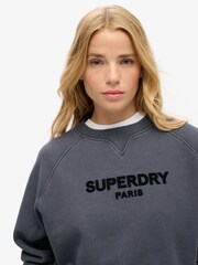 Superdry Ebony Ebony Sport Luxe Panelled Loose Crew Sweatshirt - Image 3 of 4