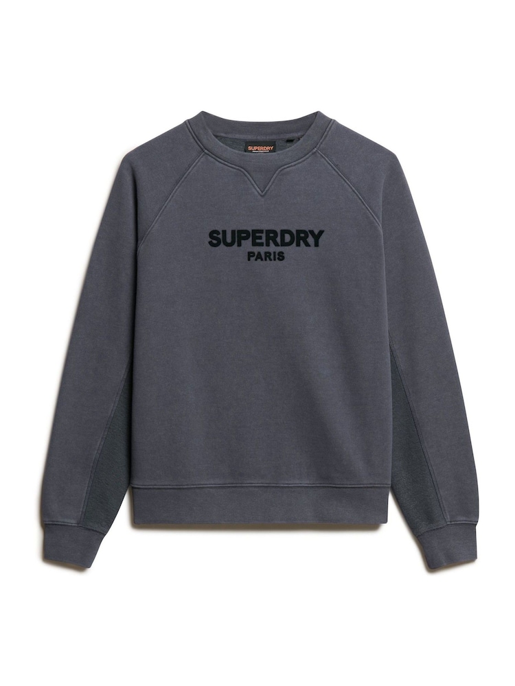 Superdry Ebony Ebony Sport Luxe Panelled Loose Crew Sweatshirt - Image 4 of 4