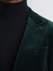 Reiss Green Apsara Tailored Fit Velvet Single-Breasted Blazer - Image 6 of 10