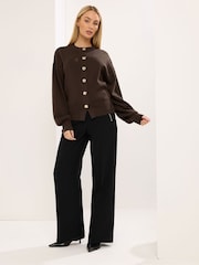 Brūna krāsa - Star by Julien MacDonald Knitted Gold Button Cardigan - Attēls 2 no 6