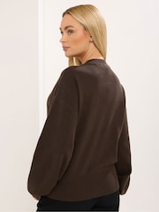 Brūna krāsa - Star by Julien MacDonald Knitted Gold Button Cardigan - Attēls 3 no 6
