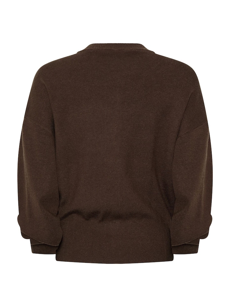 Brūna krāsa - Star by Julien MacDonald Knitted Gold Button Cardigan - Attēls 6 no 6