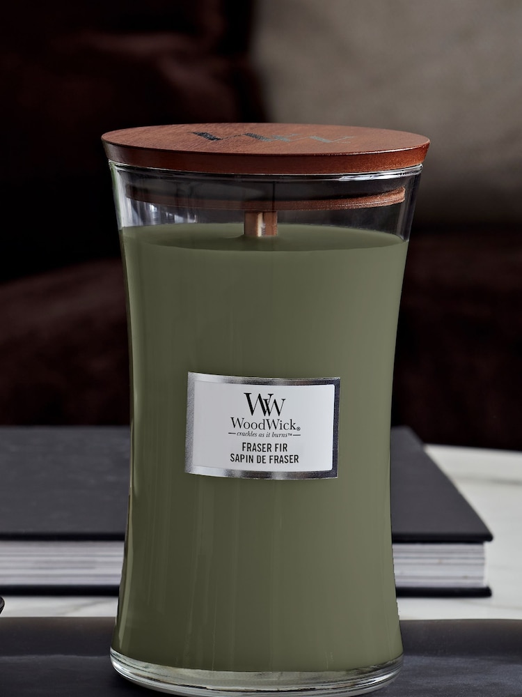 Woodwick Green Hourglass Scented Candle with Crackle Wick Fir - Image 1 of 4