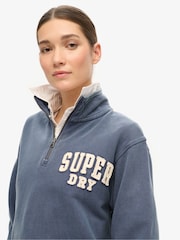 Superdry Mariner Navy Athletic Applique Half Zip 100% Cotton Sweatshirt - Image 3 of 4
